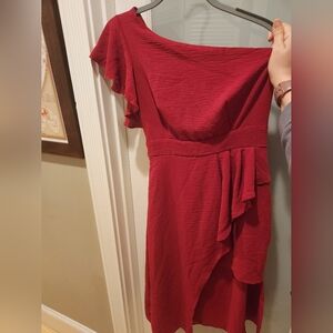 One-Shoulder Red Cocktail Dress